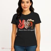 Peace Love Crawfish Leopard Crawfish Boil Cajun Lobster Women's T-Shirt thumb 4