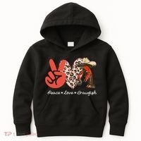 Peace Love Crawfish Leopard Crawfish Boil Cajun Lobster Kids Hoodie thumb 0