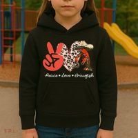 Peace Love Crawfish Leopard Crawfish Boil Cajun Lobster Kids Hoodie thumb 3
