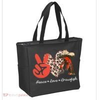 Peace Love Crawfish Leopard Crawfish Boil Cajun Lobster Tote Bag thumb 2