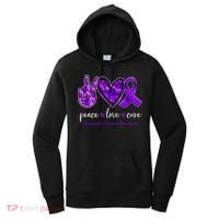 Peace Love Cure Purple Ribbon Pancreatic Cancer Awareness Gift Women's Hoodie thumb 0