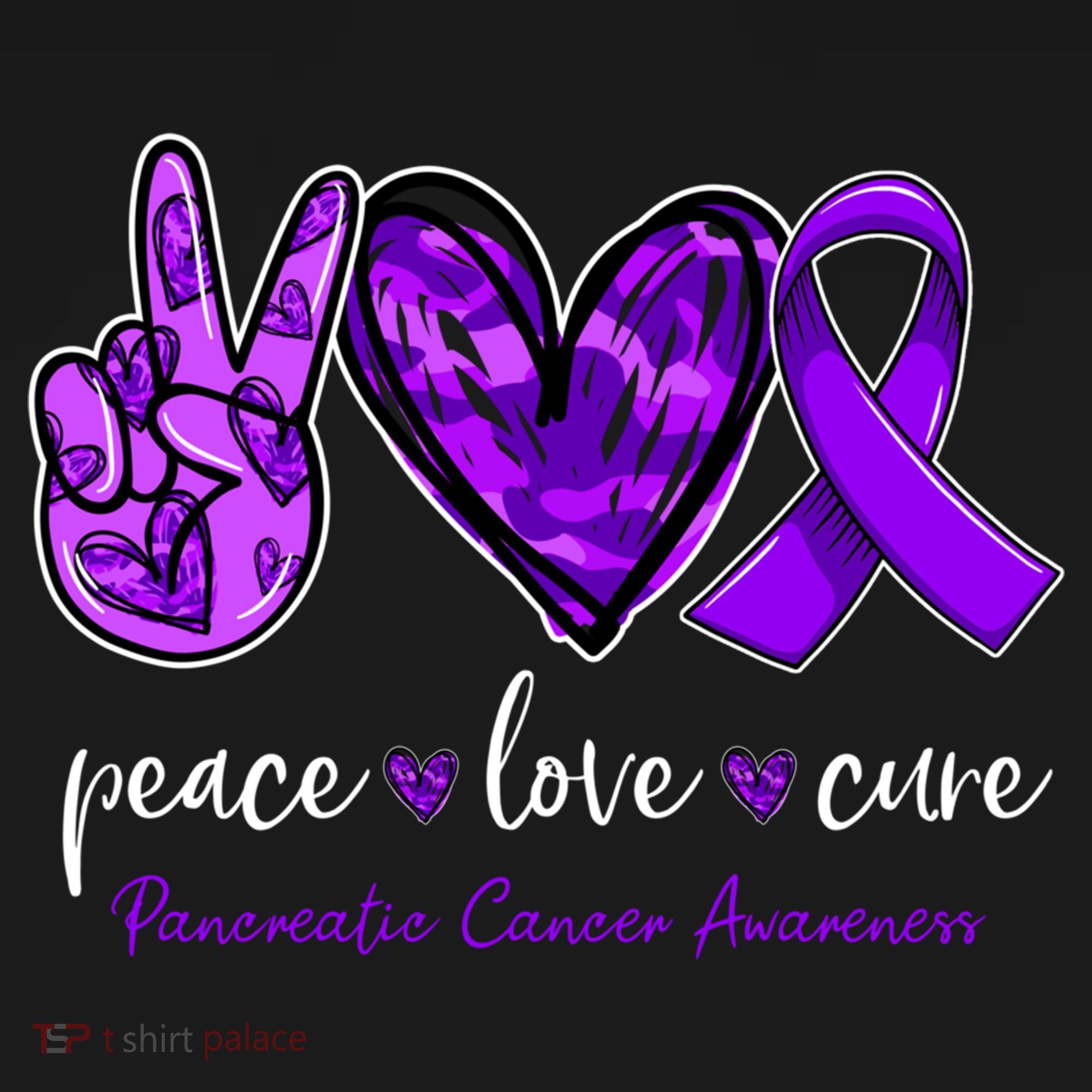 Peace Love Cure Purple Ribbon Pancreatic Cancer Awareness Gift Women's Hoodie