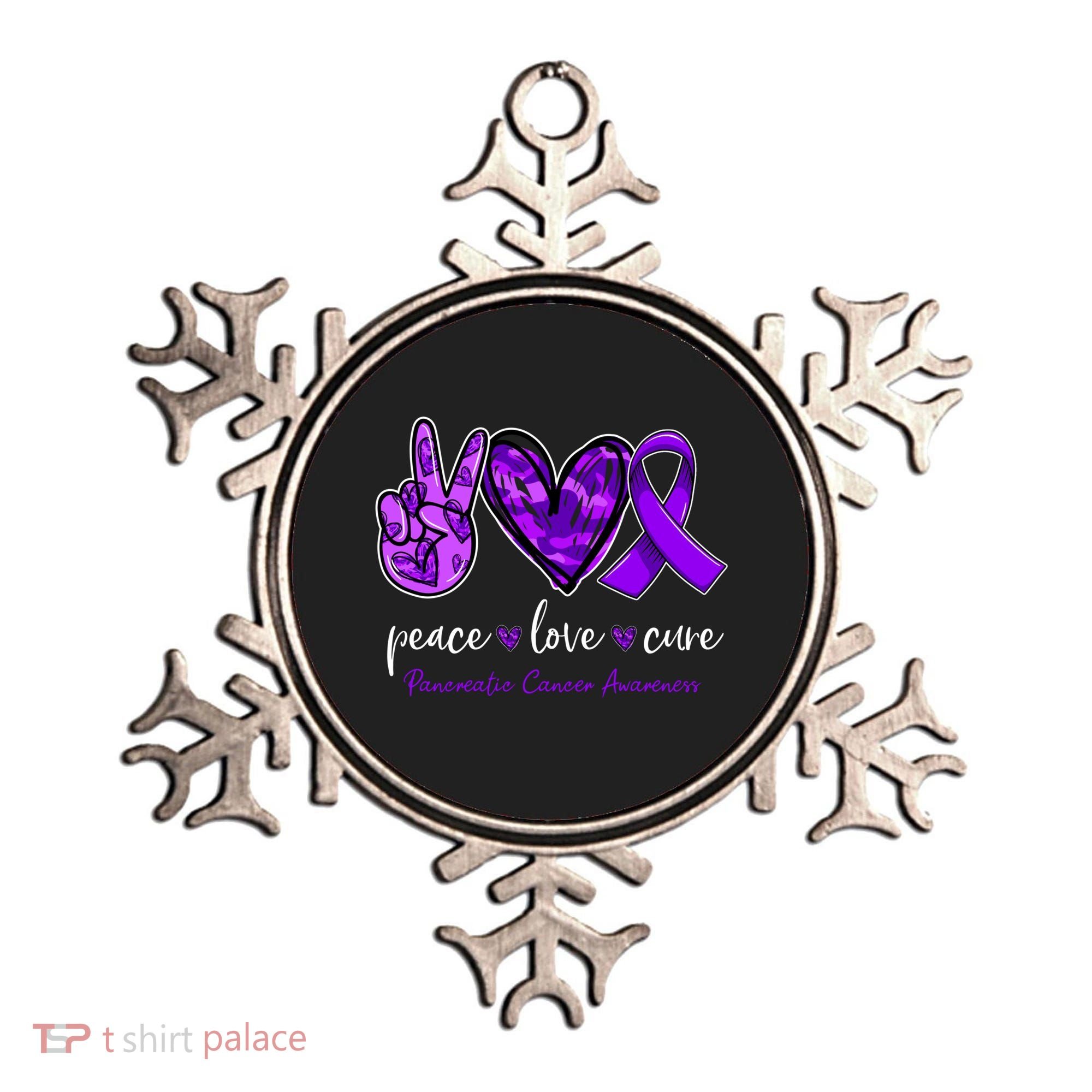 Peace Love Cure Purple Ribbon Pancreatic Cancer Awareness Gift Ornament