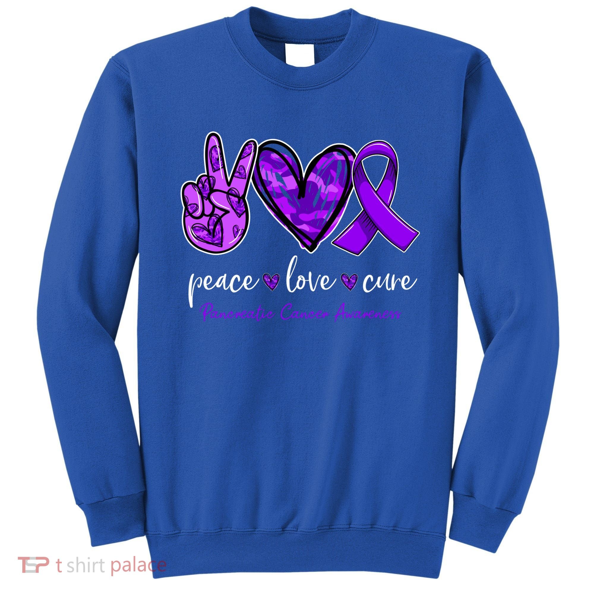 Peace Love Cure Purple Ribbon Pancreatic Cancer Awareness Gift Sweatshirt