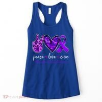 Peace Love Cure Purple Ribbon Pancreatic Cancer Awareness Gift Women's Tank Top thumb 0