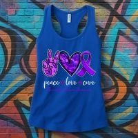 Peace Love Cure Purple Ribbon Pancreatic Cancer Awareness Gift Women's Tank Top thumb 3