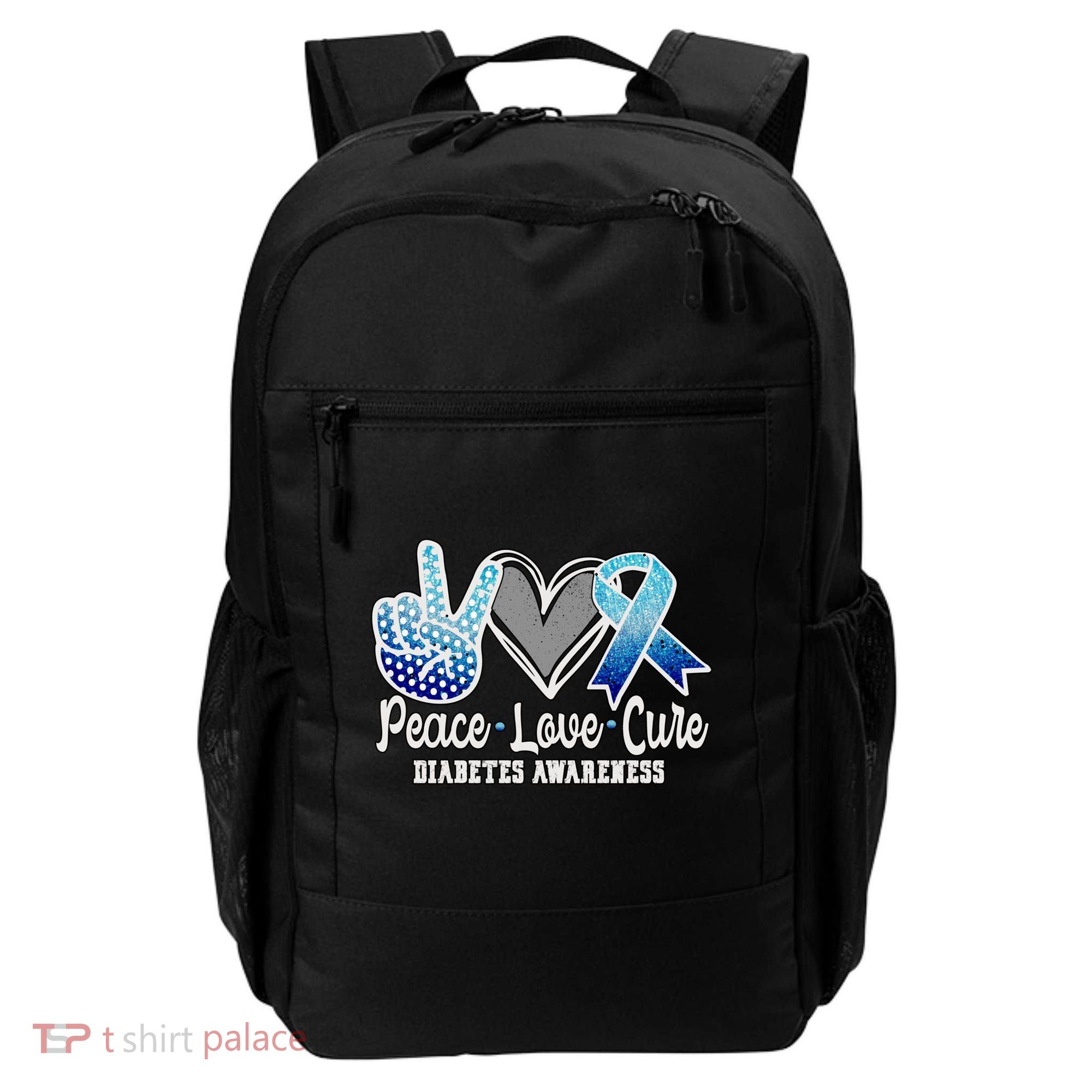 Peace Love Cure Diabetes Awareness Cool Gift Backpack