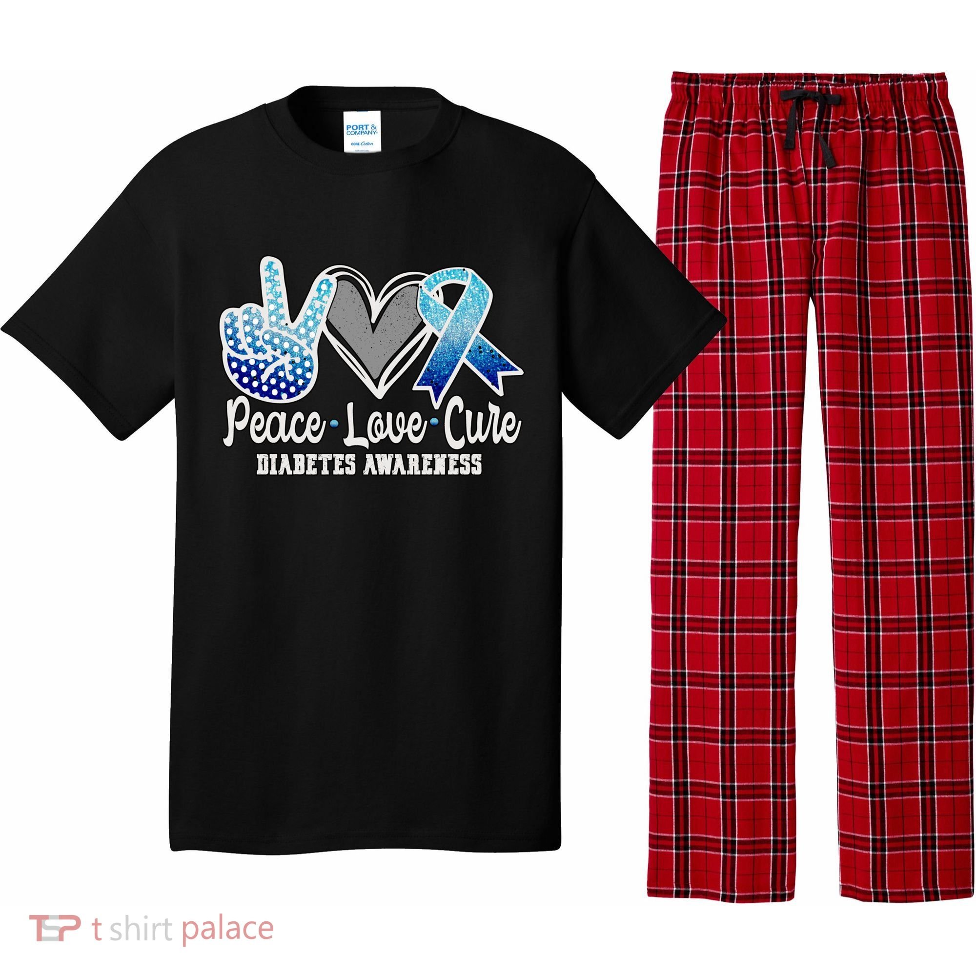 Peace Love Cure Diabetes Awareness Cool Gift Pajama Set