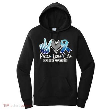 Peace Love Cure Diabetes Awareness Cool Gift Women's Hoodie