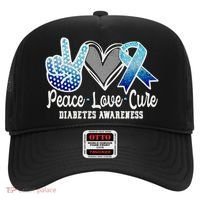 Peace Love Cure Diabetes Awareness Cool Gift Hat thumb 0