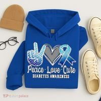 Peace Love Cure Diabetes Awareness Cool Gift Hoodie thumb 4