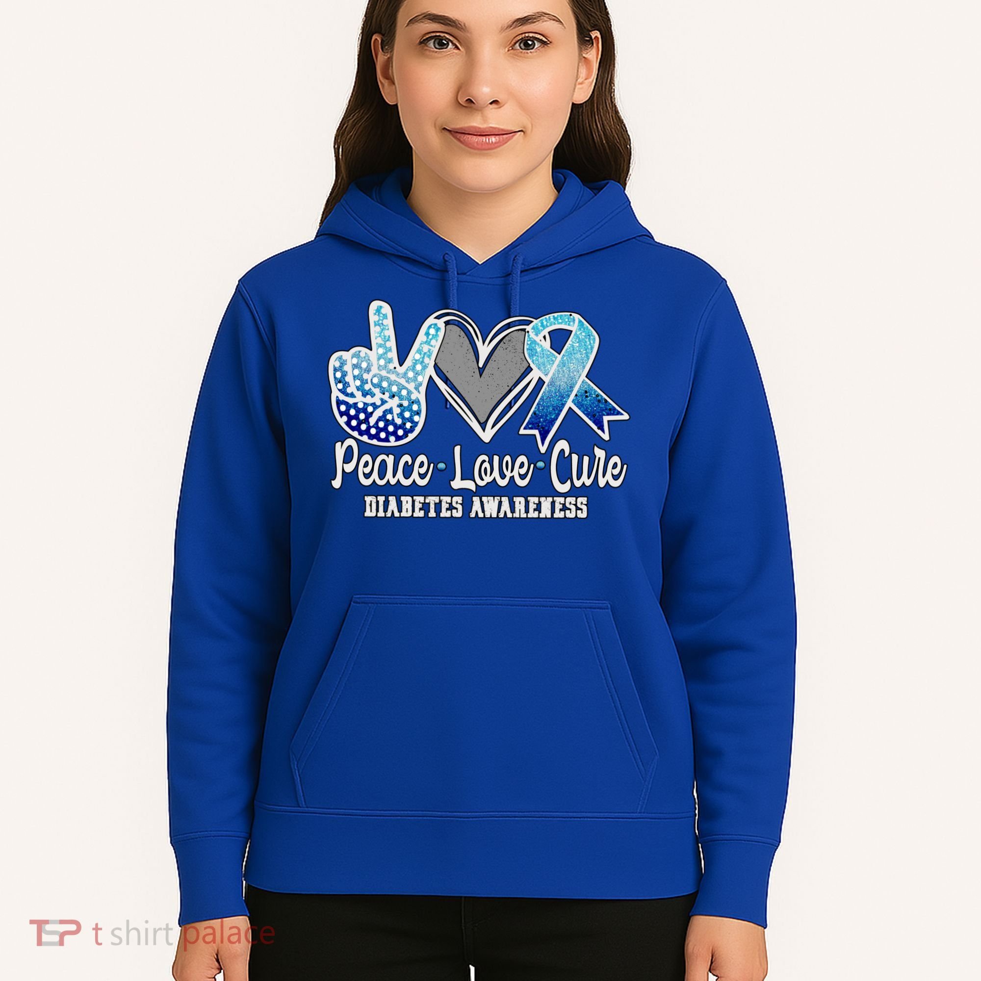 Peace Love Cure Diabetes Awareness Cool Gift Hoodie