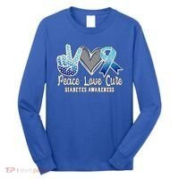 Peace Love Cure Diabetes Awareness Cool Gift Long Sleeve Shirt thumb 0