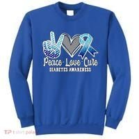 Peace Love Cure Diabetes Awareness Cool Gift Sweatshirt thumb 0