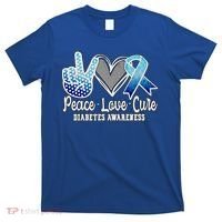 Peace Love Cure Diabetes Awareness Cool Gift T-Shirt thumb 0