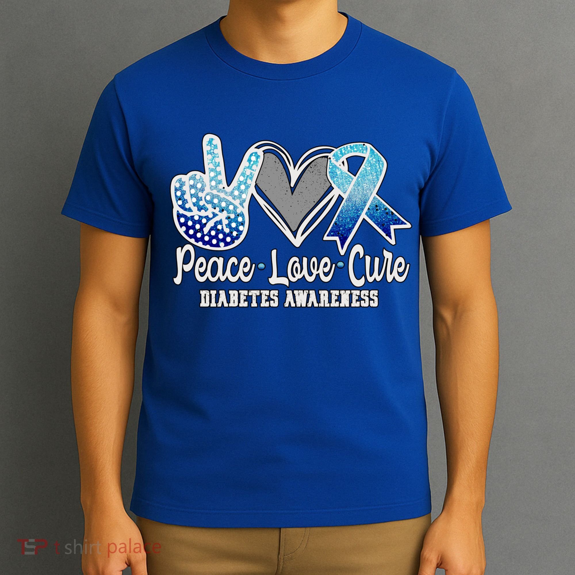 Peace Love Cure Diabetes Awareness Cool Gift T-Shirt