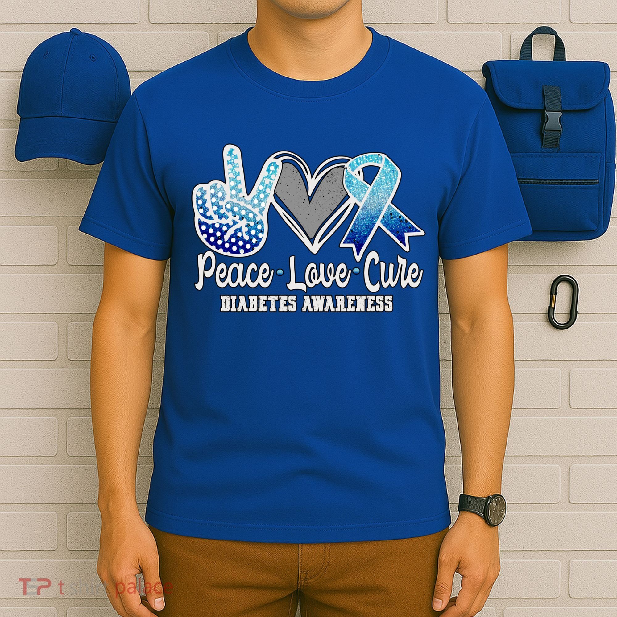 Peace Love Cure Diabetes Awareness Cool Gift T-Shirt
