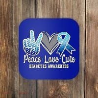 Peace Love Cure Diabetes Awareness Cool Gift Coaster thumb 0
