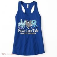 Peace Love Cure Diabetes Awareness Cool Gift Women's Tank Top thumb 0