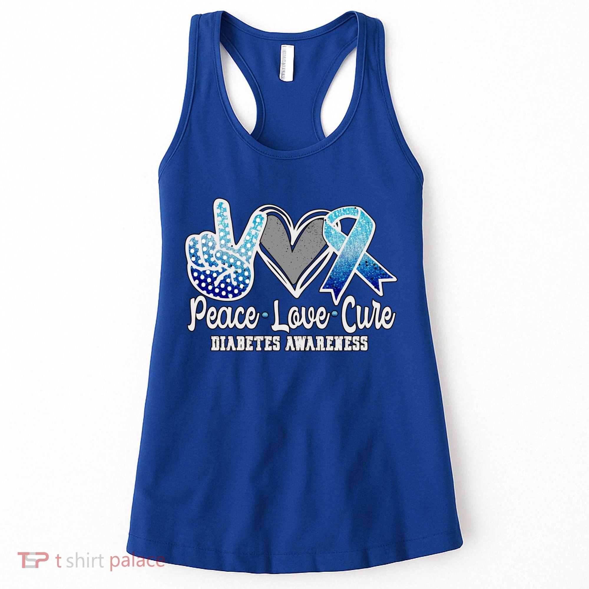 Peace Love Cure Diabetes Awareness Cool Gift Women's Tank Top