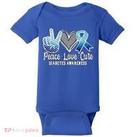Peace Love Cure Diabetes Awareness Cool Gift Baby Bodysuit thumb 0