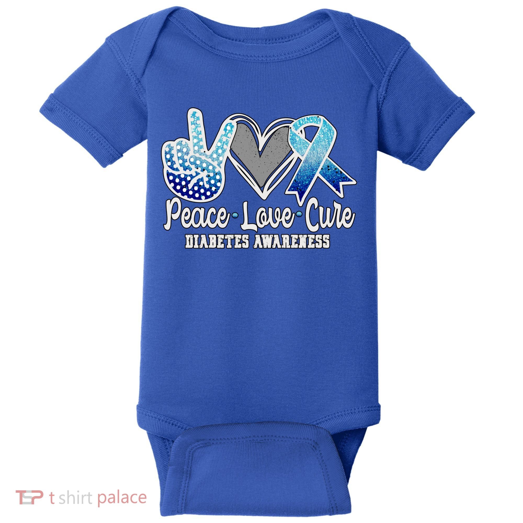 Peace Love Cure Diabetes Awareness Cool Gift Baby Bodysuit