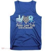 Peace Love Cure Diabetes Awareness Cool Gift Tank Top thumb 0