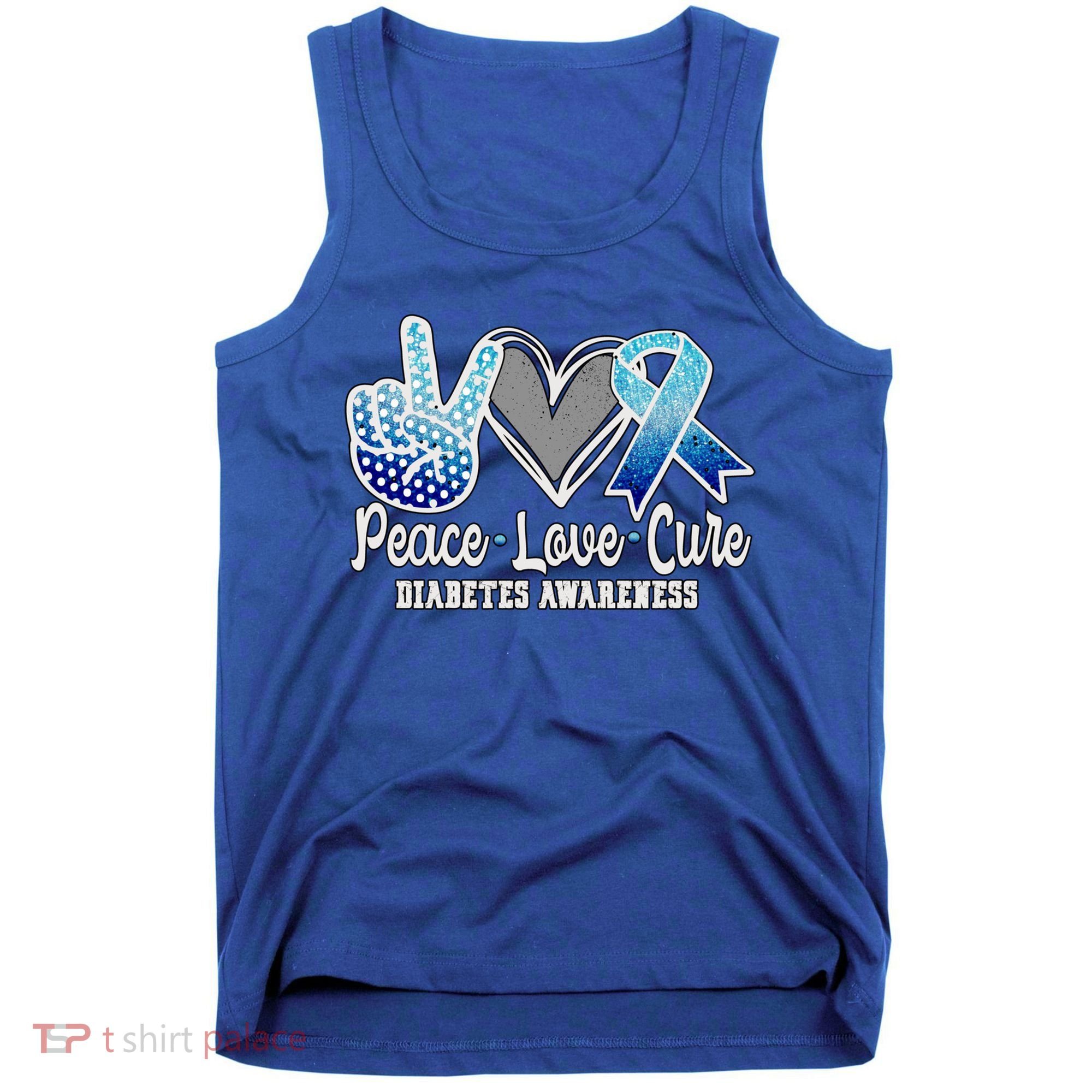 Peace Love Cure Diabetes Awareness Cool Gift Tank Top