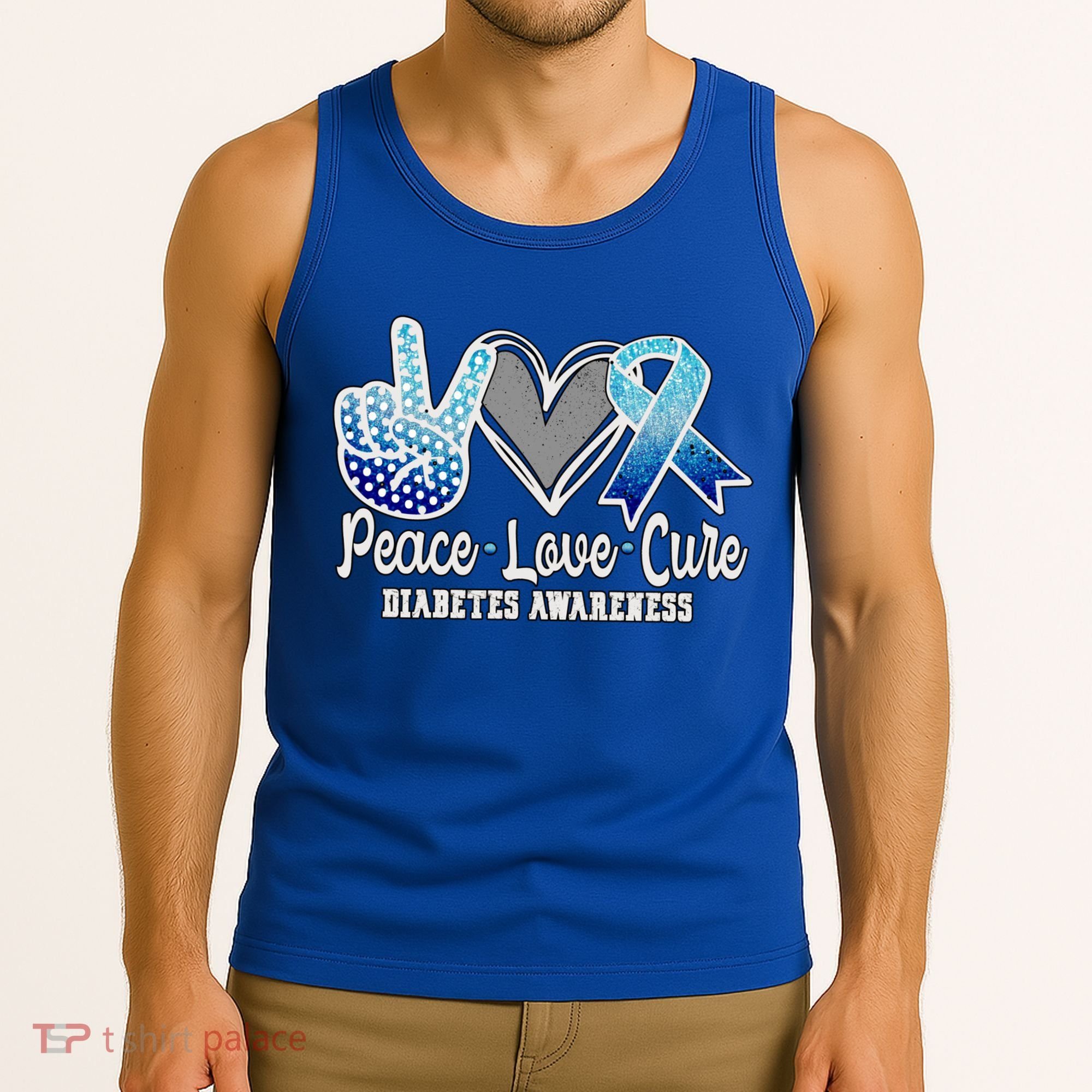 Peace Love Cure Diabetes Awareness Cool Gift Tank Top
