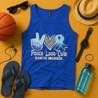 Peace Love Cure Diabetes Awareness Cool Gift Tank Top thumb 4