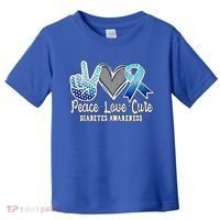 Peace Love Cure Diabetes Awareness Cool Gift Toddler T-Shirt thumb 0