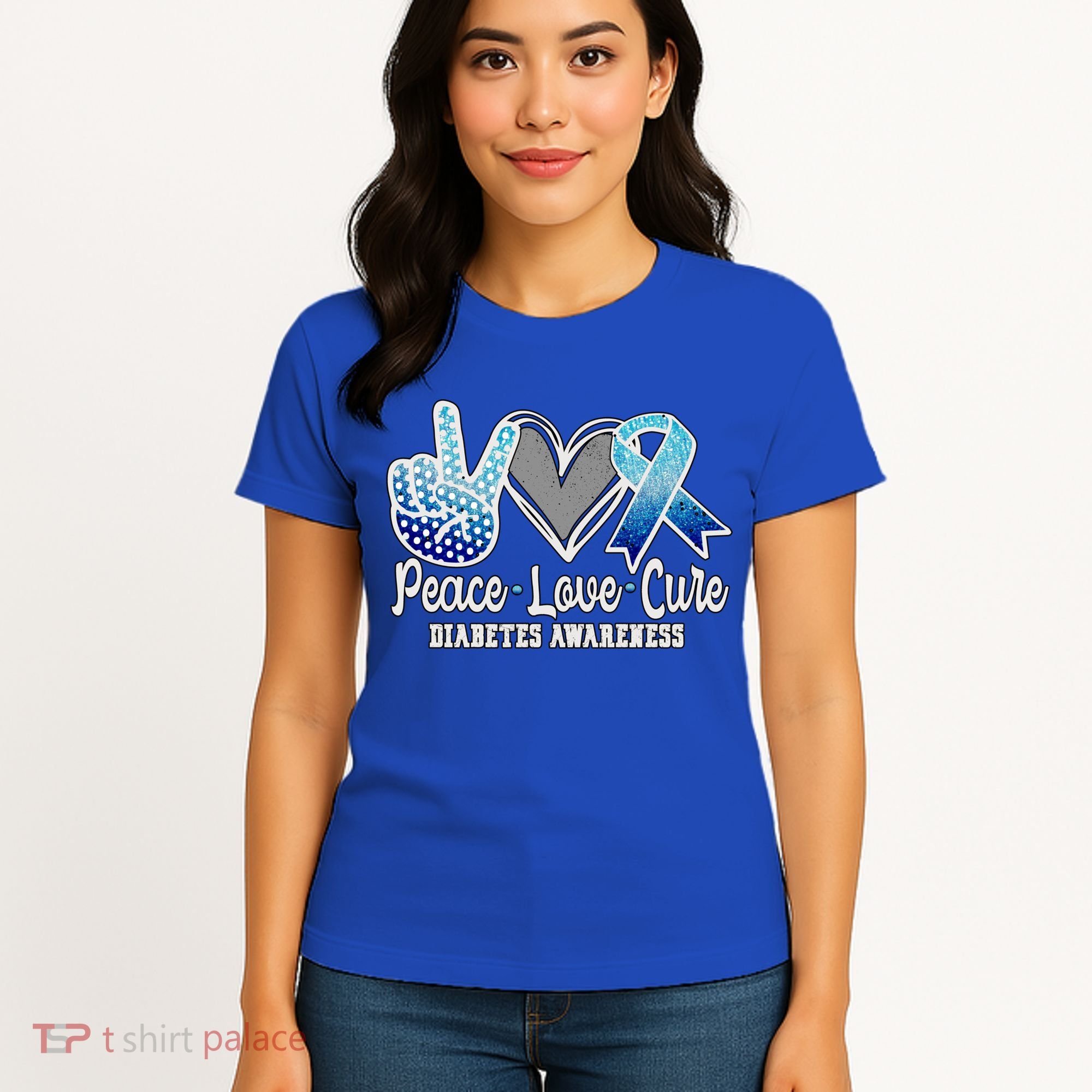 Peace Love Cure Diabetes Awareness Cool Gift Women's T-Shirt
