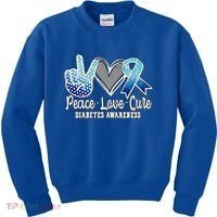 Peace Love Cure Diabetes Awareness Cool Gift Kids Sweatshirt thumb 0