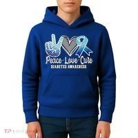 Peace Love Cure Diabetes Awareness Cool Gift Kids Hoodie thumb 4