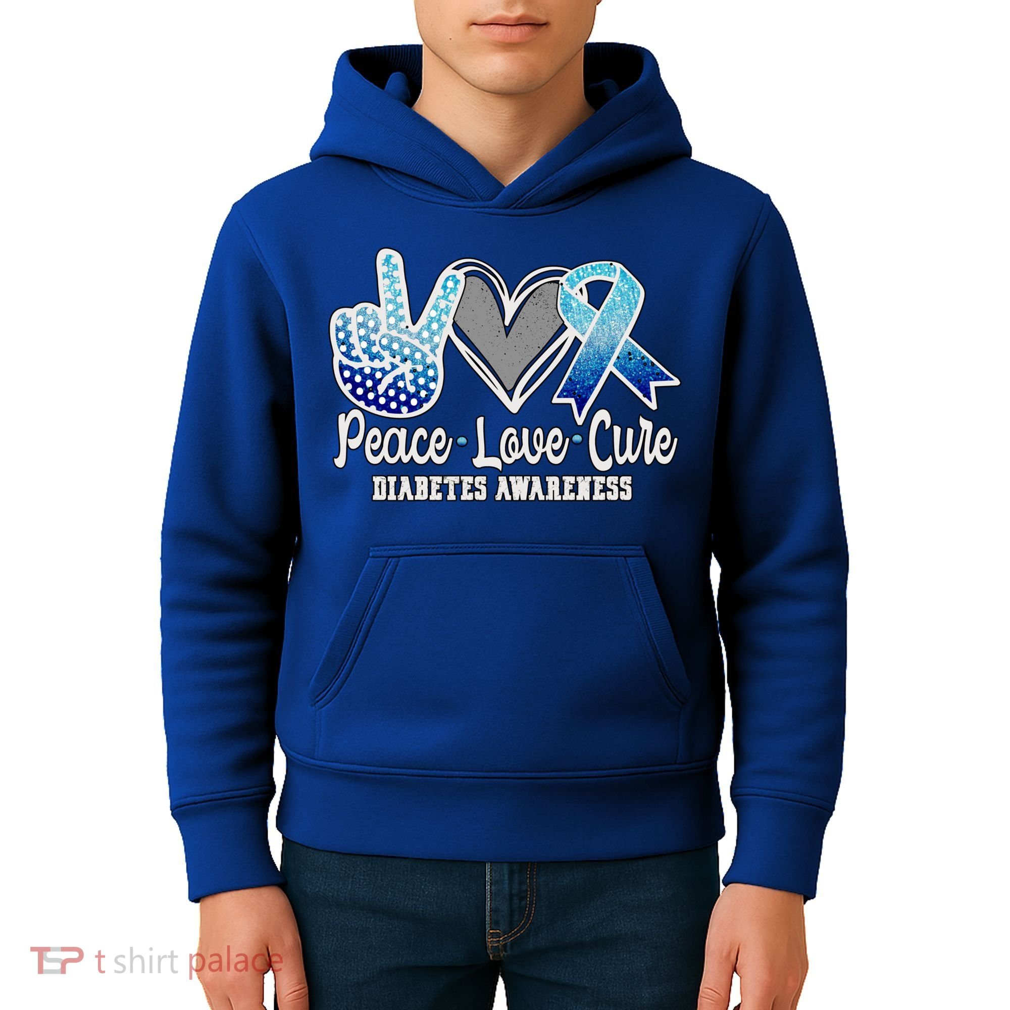 Peace Love Cure Diabetes Awareness Cool Gift Kids Hoodie