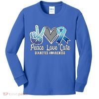 Peace Love Cure Diabetes Awareness Cool Gift Kids Long Sleeve Shirt thumb 0