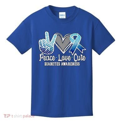 Peace Love Cure Diabetes Awareness Cool Gift Kids T-Shirt