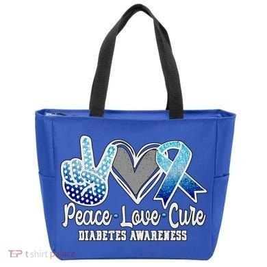 Peace Love Cure Diabetes Awareness Cool Gift Tote Bag