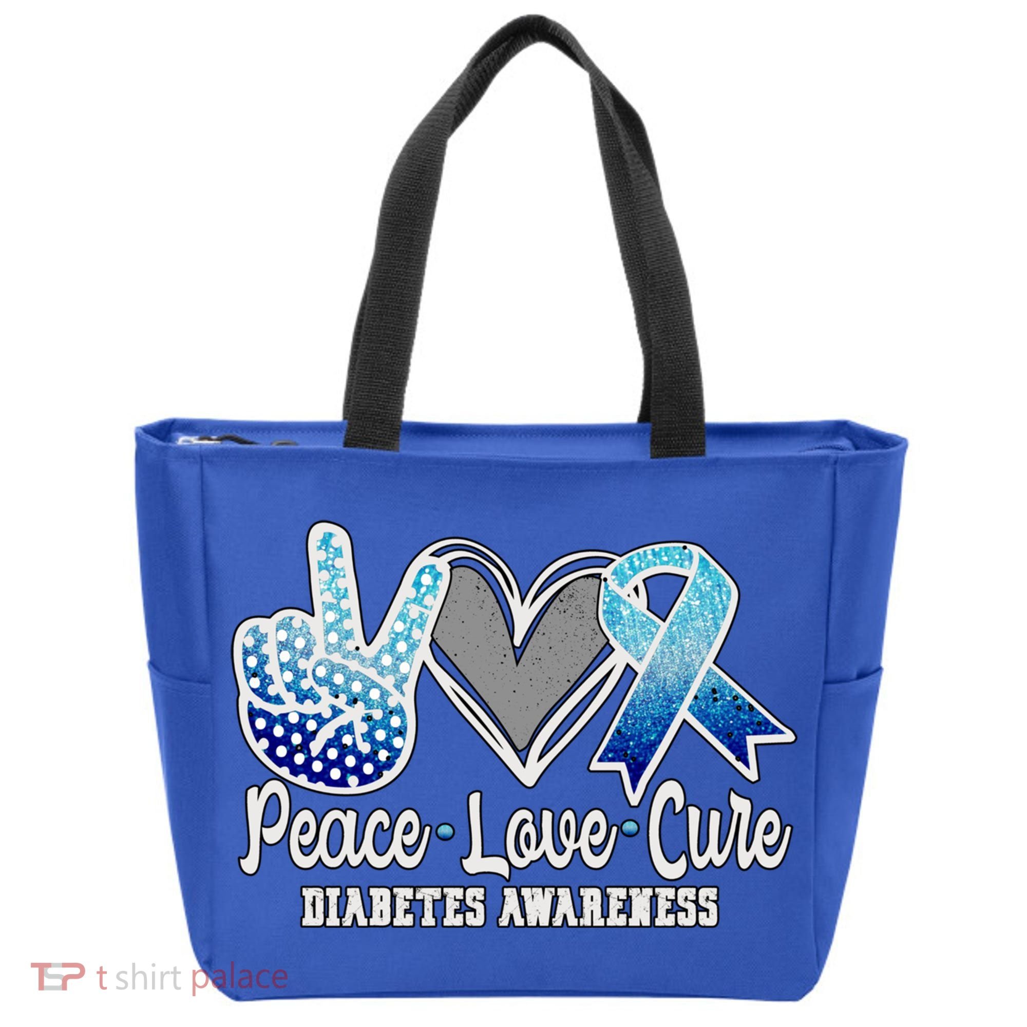 Peace Love Cure Diabetes Awareness Cool Gift Tote Bag