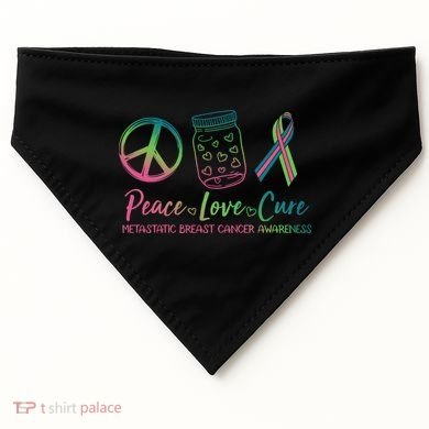 Peace Love Cure Metastatic Breast Cancer Awareness USA-Made Doggie Bandana