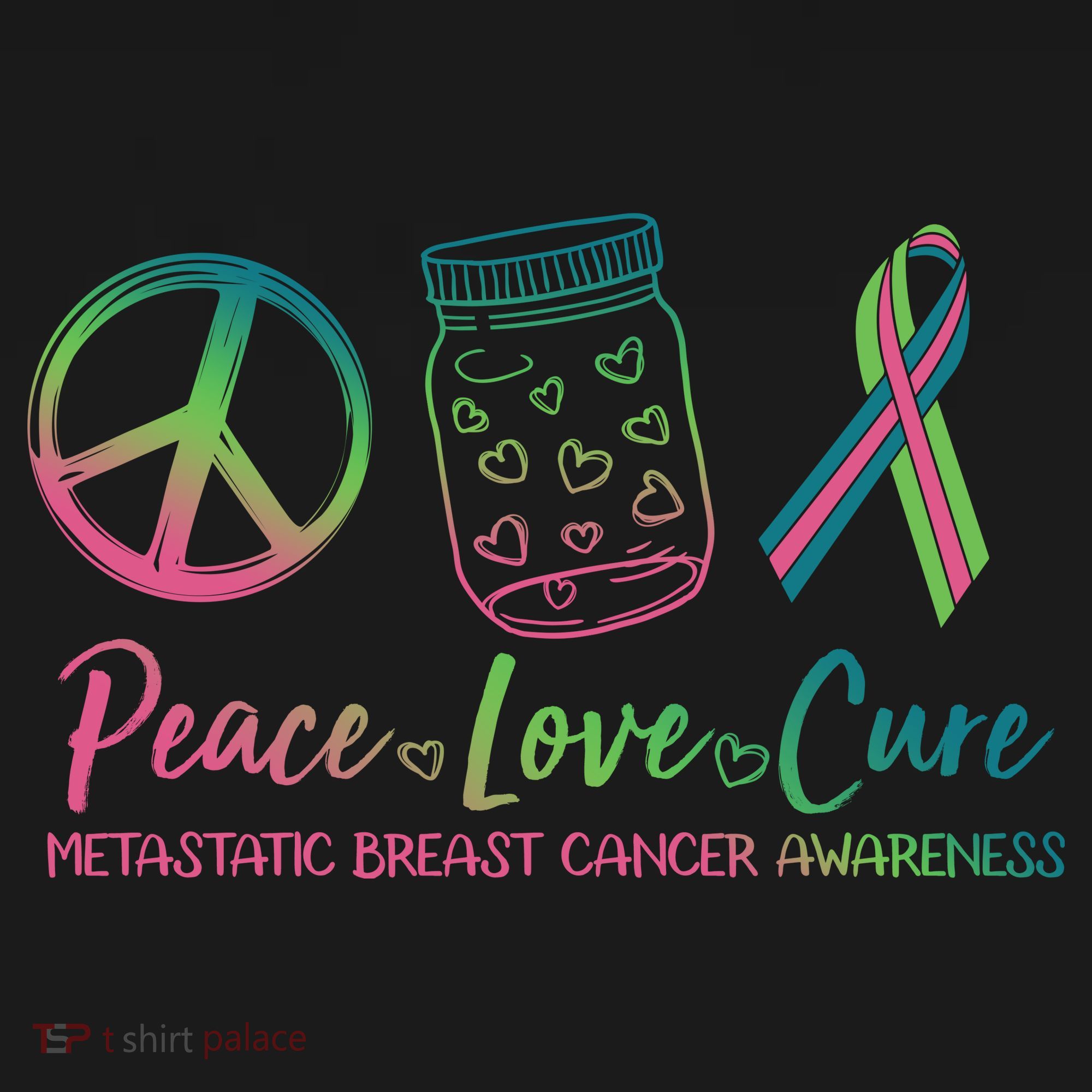 Peace Love Cure Metastatic Breast Cancer Awareness Apron