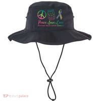 Peace Love Cure Metastatic Breast Cancer Awareness Bucket Hat thumb 0
