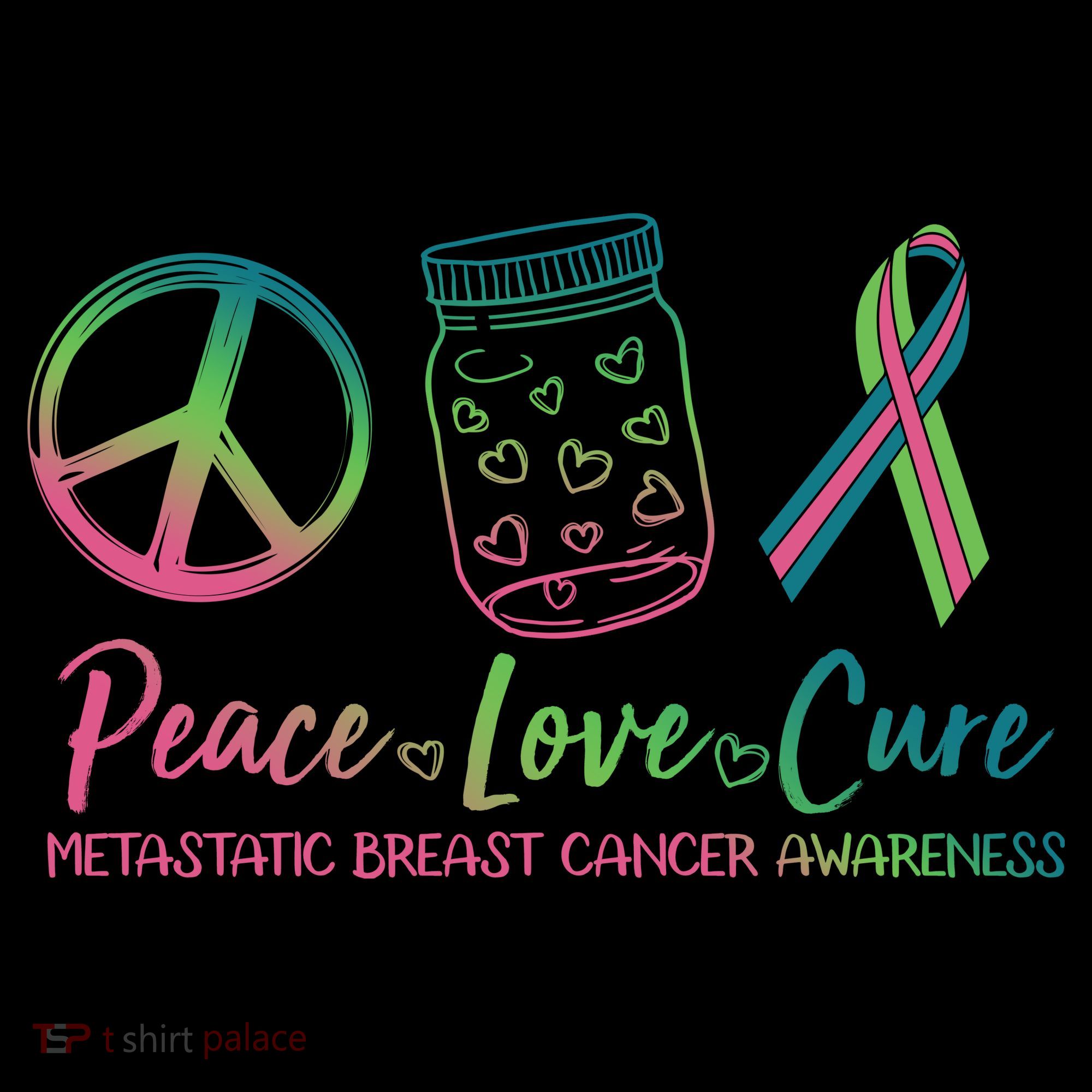Peace Love Cure Metastatic Breast Cancer Awareness Coffee Mug