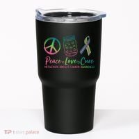 Peace Love Cure Metastatic Breast Cancer Awareness Tumbler thumb 0