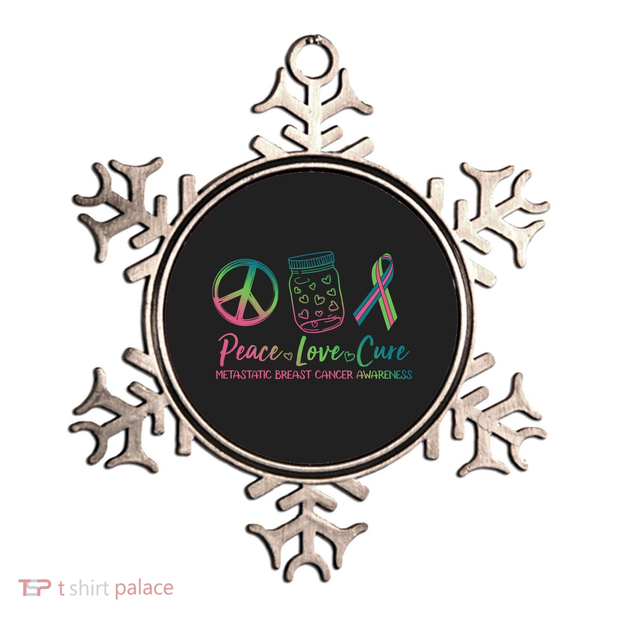 Peace Love Cure Metastatic Breast Cancer Awareness Ornament