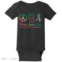 Peace Love Cure Metastatic Breast Cancer Awareness Baby Bodysuit thumb 0