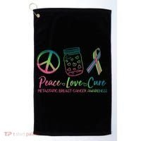 Peace Love Cure Metastatic Breast Cancer Awareness Golf Towel thumb 0