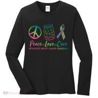 Peace Love Cure Metastatic Breast Cancer Awareness Women's Long Sleeve Shirt thumb 0