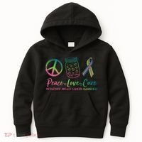 Peace Love Cure Metastatic Breast Cancer Awareness Kids Hoodie thumb 0