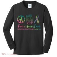 Peace Love Cure Metastatic Breast Cancer Awareness Kids Long Sleeve Shirt thumb 0